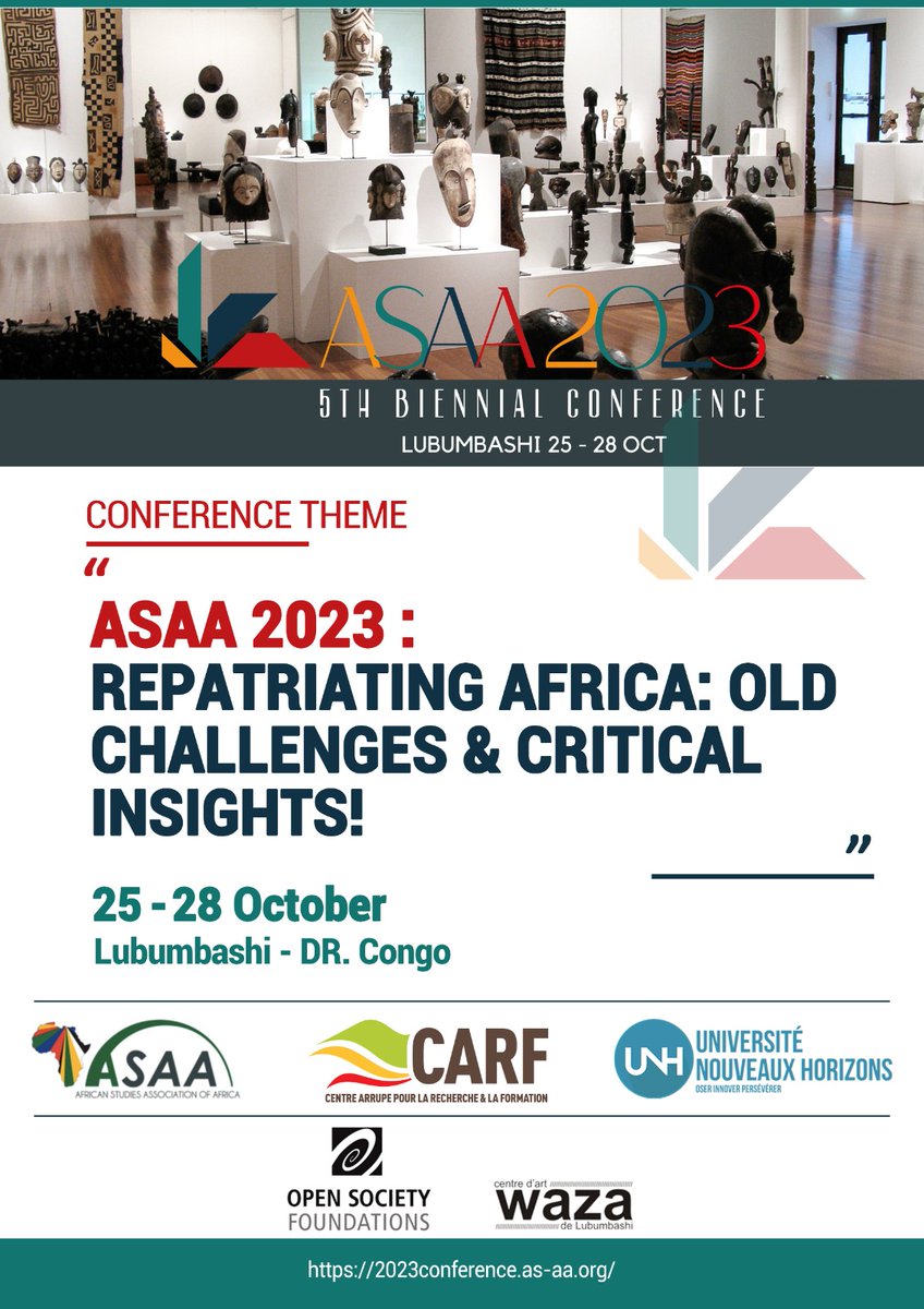 Chers amis, chères amies, dans deux semaines seulement, Lubumbashi accueillera la grande Conference de l'ASAA 2023. Venez nous joindre: 2023conference.as-aa.org/en/