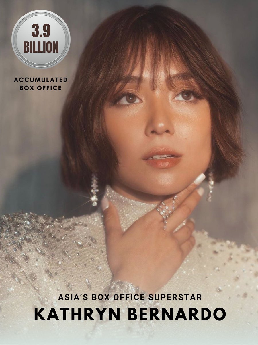 kathryn bernardo has officially accumulated 3.9 billion box office receipts from 10 films as a lead actress, with two of them being the only local films to hit the 800 million milestone. she has once again cemented herself as the movie star of this generation!