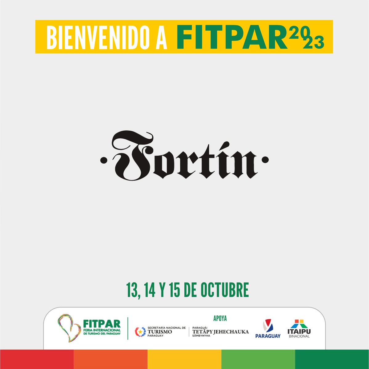 Damos la bienvenida a @fortin_py. Gracias por formar parte de la gran familia de #FITPAR2023, vivamos juntos la experiencia del #Turismoquelate.
.
.
Apoyan: <a href="/Senatur_Py/">SENATUR</a> e <a href="/itaipuparaguay/">ITAIPU Binacional Py</a>
#FITPAR2023 #Turismoquelate #FeriaTurismo #Paraguay #ASATUR
#turismo #viajes #destinos