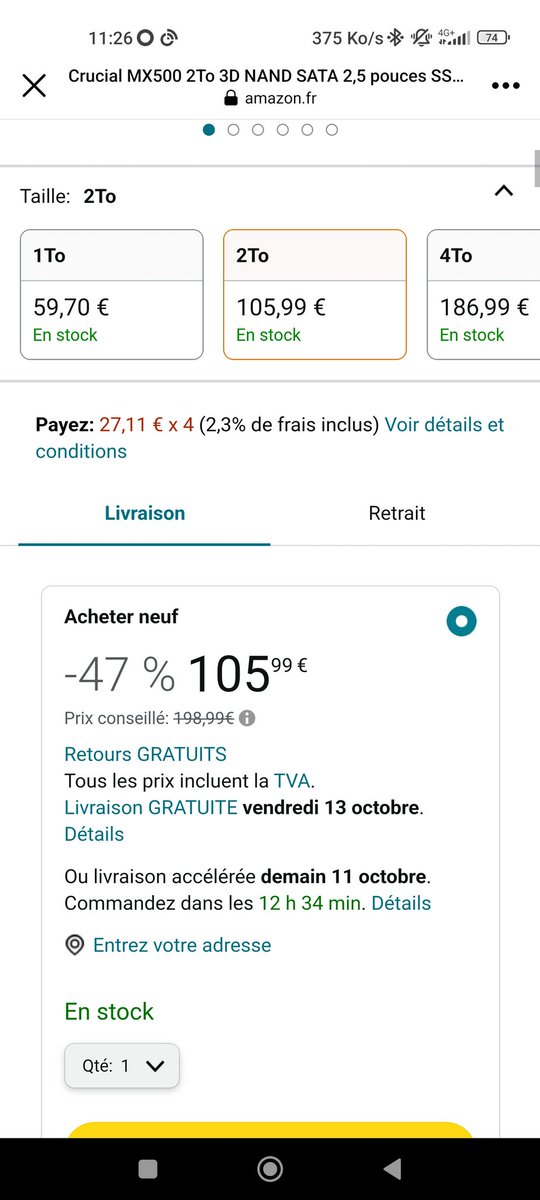 LolZombie5's tweet photo. Je tiens à tous vous faire profiter de cette big promotion sur les disques crucial de 2to franchement foncés c'est un super bon modèle ! https://t.co/CEXstIyeFD