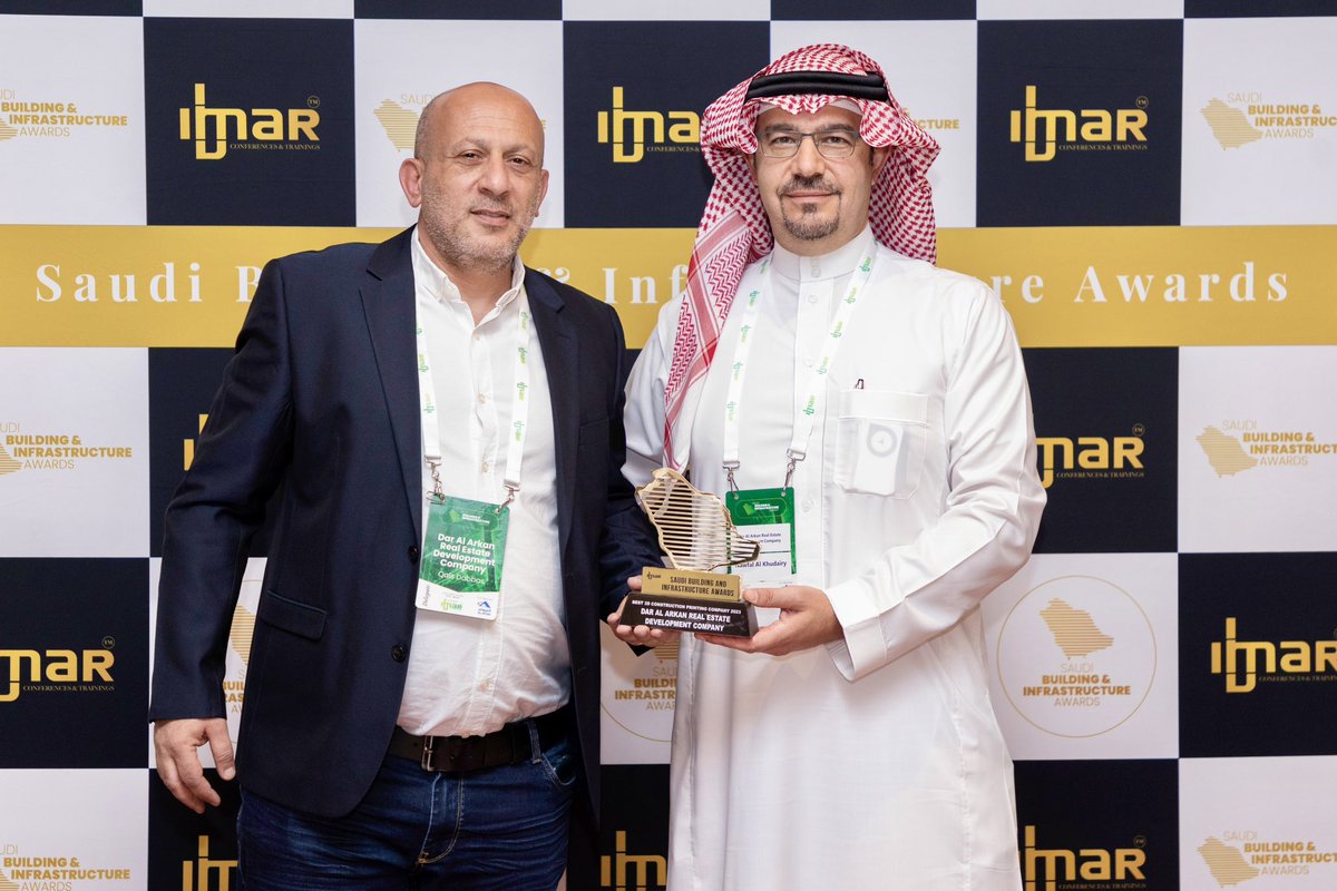 DarAlArkan's tweet photo. Dar Al Arkan Real Estate Development Company is thrilled to be named the 'Best 3D Construction Printing Co 2023' at the prestigious Saudi Building &amp; Infrastructure Summit!. A heartfelt thank you to #SBIS for recognizing our efforts. #DarAlArkan #Infrastructure #RealEstate #IBMAR https://t.co/Z7YopwAsSZ