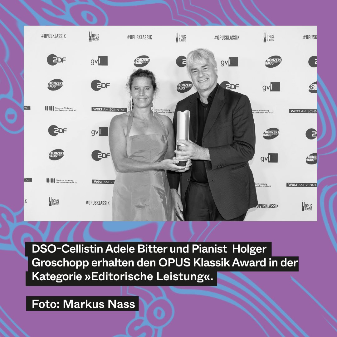 #OPUSKlassik wir gratulieren Adele Bitter, Vorspielerin der Cellogruppe des DSO, & DSO-Solo-Cellist David Adorján in der Kategorie zur Auszeichnung für ihre Kammermusikprojekte! #OpusKlassik2023 #dsoberlin