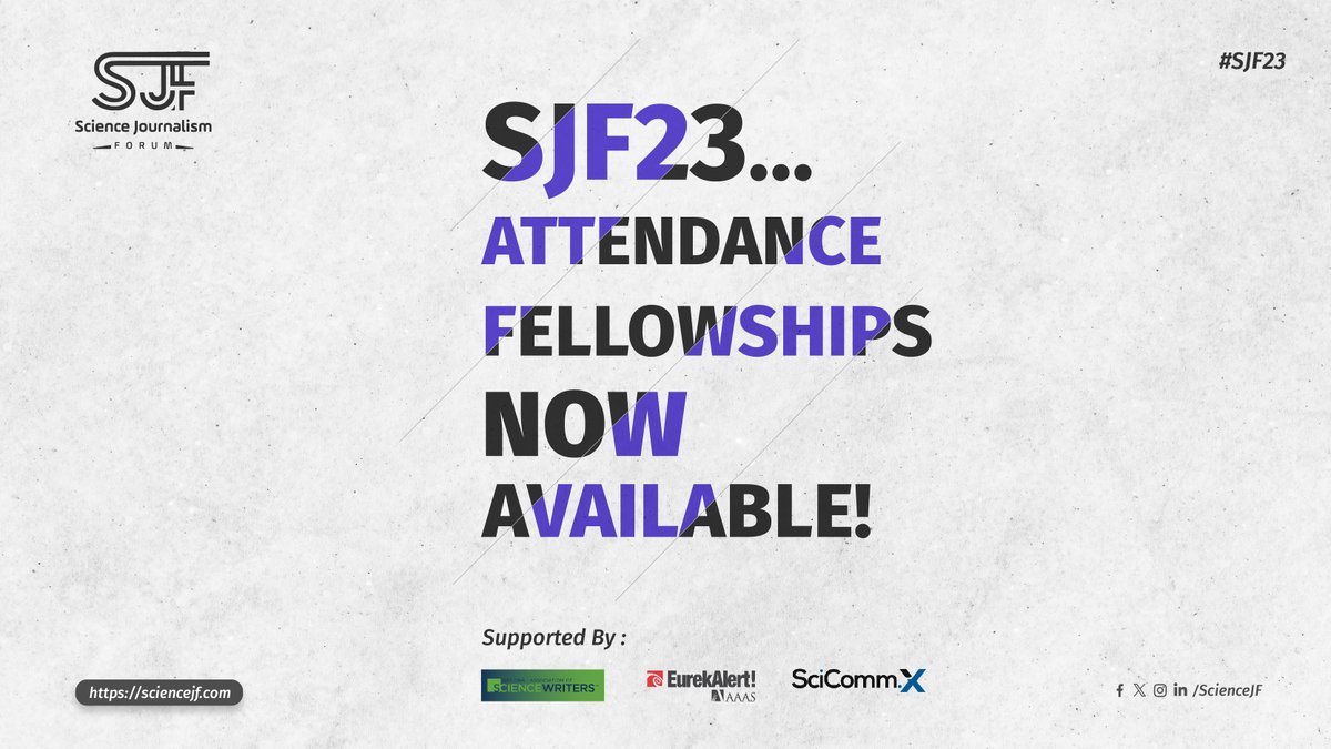 The Science Journalism Forum (SJF) is delighted to announce the return of its esteemed fellowship program! Mark your calendars for the upcoming Science Journalism Forum (#SJF23), taking place from October 23rd to 26th this year. We are thrilled to extend our attendance…