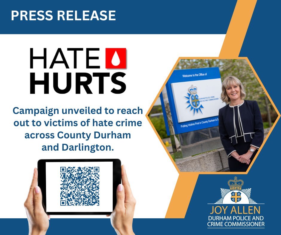PCC Joy Allen is reaching out to victims of hate crime and urging them not to suffer in silence as she relaunches a major campaign to mark National Hate Crime Awareness Week. 👀➡️ bit.ly/3RMI3qj #HateHurts