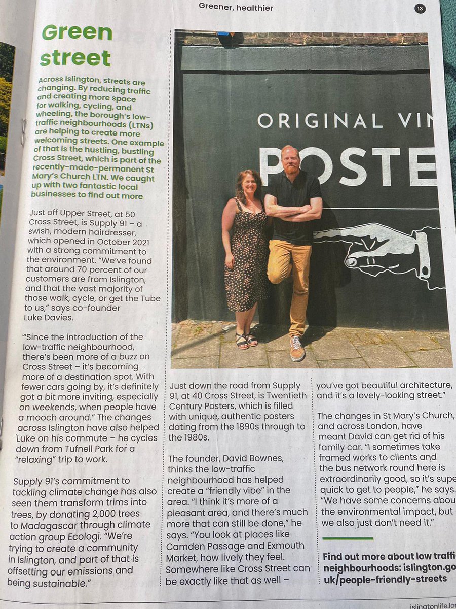 People-friendly streets are helping businesses on Cross St thrive. 💚 Find out more in the latest <a href="/islingtonlife/">IslingtonLife</a> magazine. 

We look forward to the same in #BarnsburyLaycock