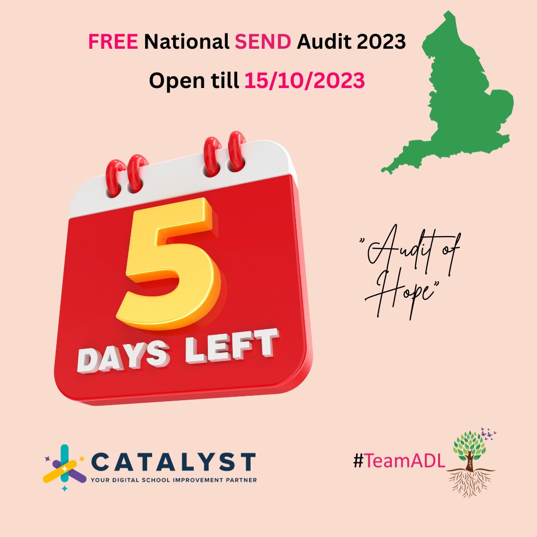 ⏰is ticking! Just 5 days left to take part in the National #SEND Audit #schools #colleges #ThisisAP @prusapuk Feedback from a #Governor @NGAMedia 'There was some interesting parts about #accessibility audits on here - something that's widely overlooked.' sis-catalyst.webflow.io/campaigns/nati…