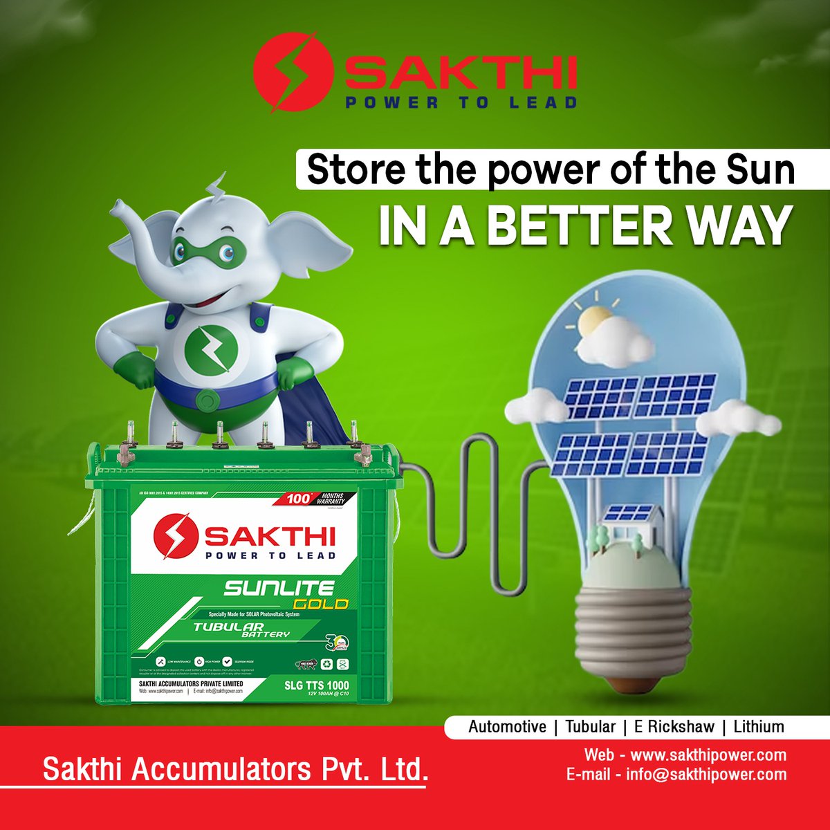 sakthibattery's tweet photo. Capture the power of the sun, stored for a brighter tomorrow with Sakthi’s Sunlight solar batteries.
.
#sakthibatteries #Tubularbattery #tubularbatteries #solarpower #solarenergy #solarenergyworld #solarenergycompany #solarenergysolutions #solarbattery #solarbatterybackup https://t.co/4tU5aN3vPP