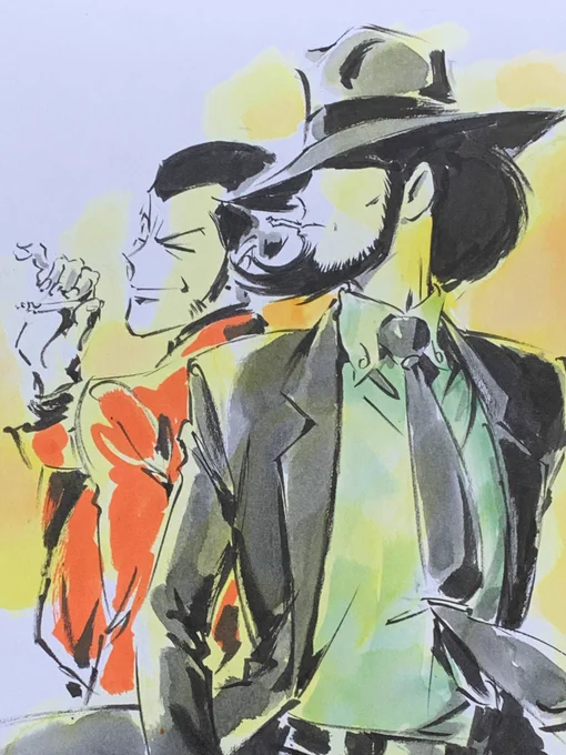 先日、イタリアで友人に描いて差し上げたよ。全貌はご本人だけのものなのでトリミング