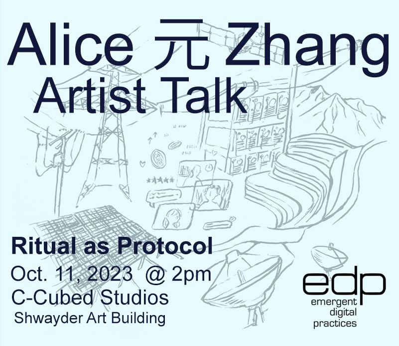 EDP_Denver's tweet photo. Join us for a visit from digital artist and spiritual technologist @aliceyuanzhang on Wednesday, October 11, 2023, at 2pm in the C-Cubed Studios, Shwayder Art Building. https://t.co/Oi365X7eSq