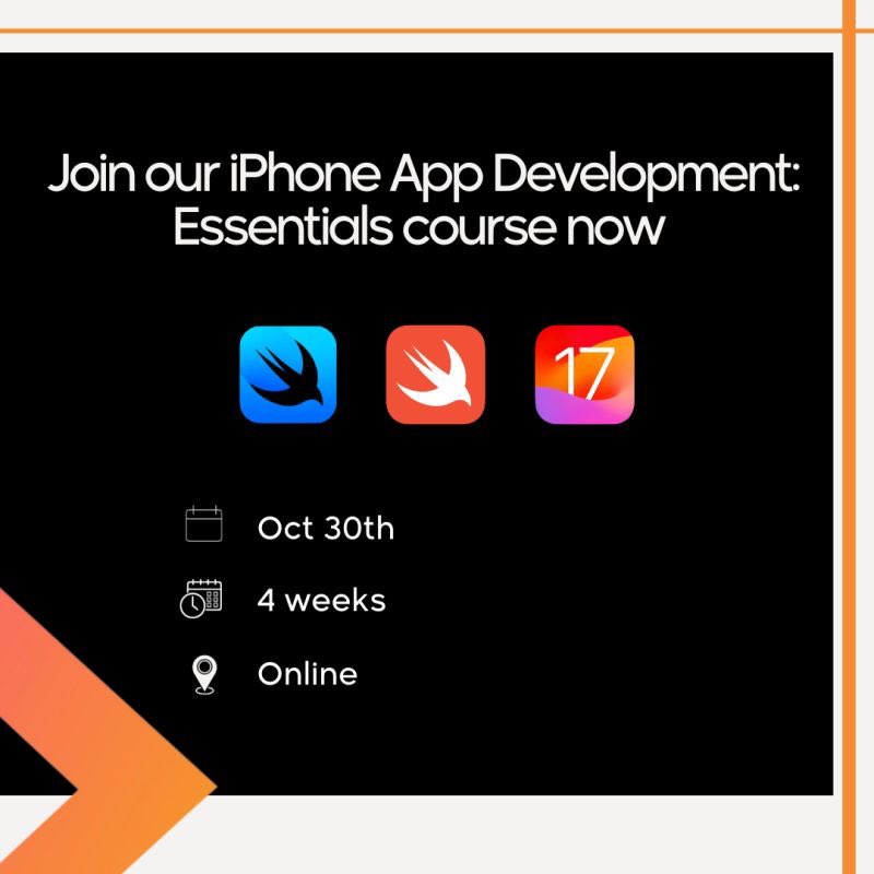 sparksmena's tweet photo. Do you dream of making iPhone apps? Join our beginner-friendly programme and learn how to code, design, and publish iOS apps. Start on 30 October 2023 and build your portfolio of amazing apps. 

Register here https://t.co/I1AbS24eeT https://t.co/LbpK1kq5Q3