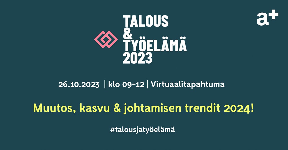 Hei yrityspäättäjä❣️ Järjestämme syksyn inspiroivimman, maksuttoman virtuaalitapahtuman Talous &amp; Työelämän torstaina 26.10. klo 9-12 💥📈
Tutustu agendaan ja ilmoittaudu nyt 🔎

#talousjatyöelämä #talous #työelämä

accountor.com/fi/finland/tap…