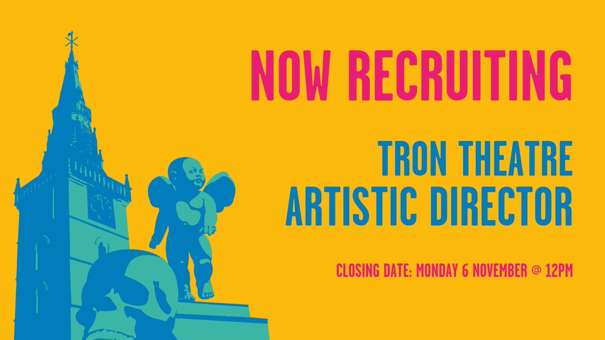 TronTheatre's tweet photo. NOW RECRUITING: TRON THEATRE ARTISTIC DIRECTOR

We are seeking to appoint a new Artistic Director to play a vital role in ensuring the future success of the organisation.

Full Details &amp; Recruitment Pack available on our website ➡️ https://t.co/k72C9OvooC https://t.co/rACkLgxKAY