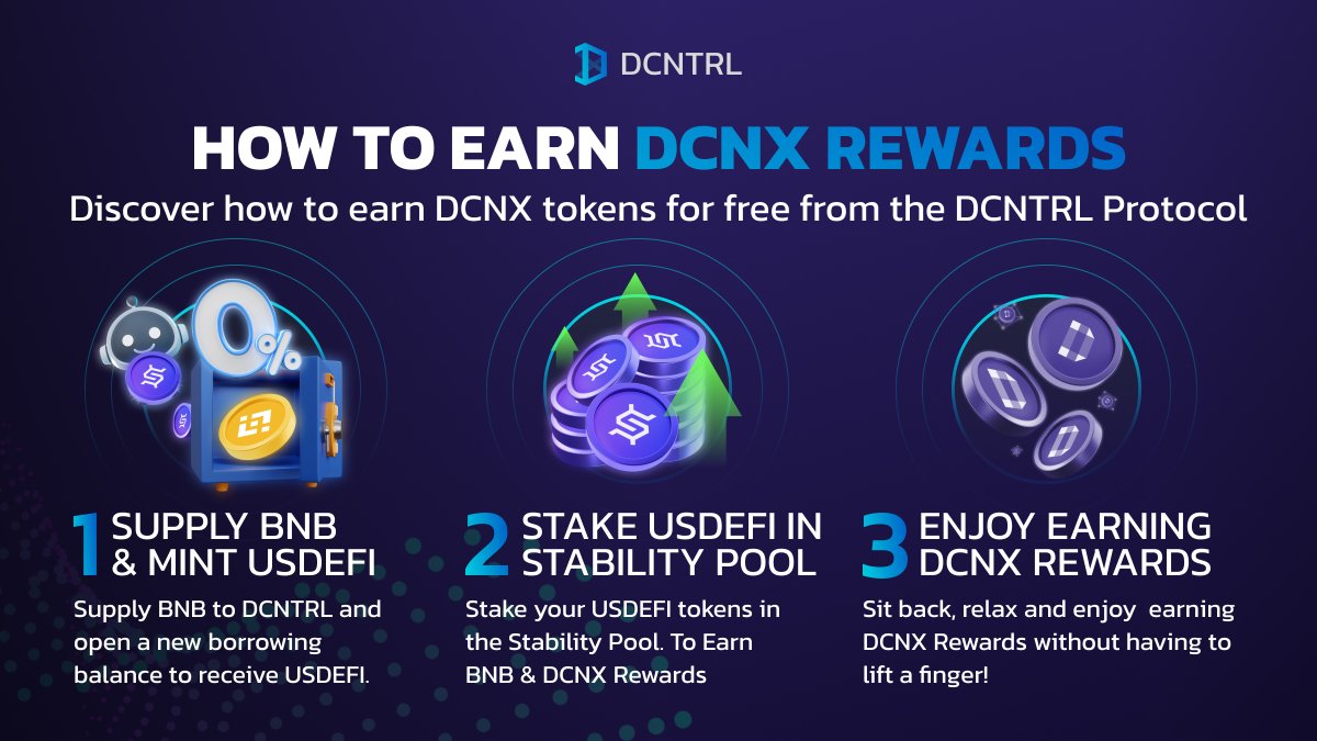 DCNTRL Network | USDEFI (@dcntrlnetwork) on Twitter photo 📈Yesterday we talked about how you could earn more from your stables on @BNBChain!
Here's your roadmap!🗺️
1️⃣Supply $BNB & Mint $USDEFI on <a href="/DCNTRLnetwork/">DCNTRL Network | USDEFI</a>
2️⃣Stake USDEFI in the Stability Pool
3️⃣Enjoy passive #DCNX Rewards🎉
Start now!:
app.dcntrl.network 📈Yesterday we talked about how you could earn more from your stables on @BNBChain!
Here's your roadmap!🗺️
1️⃣Supply $BNB & Mint $USDEFI on <a href="/DCNTRLnetwork/">DCNTRL Network | USDEFI</a>
2️⃣Stake USDEFI in the Stability Pool
3️⃣Enjoy passive #DCNX Rewards🎉
Start now!:
app.dcntrl.network