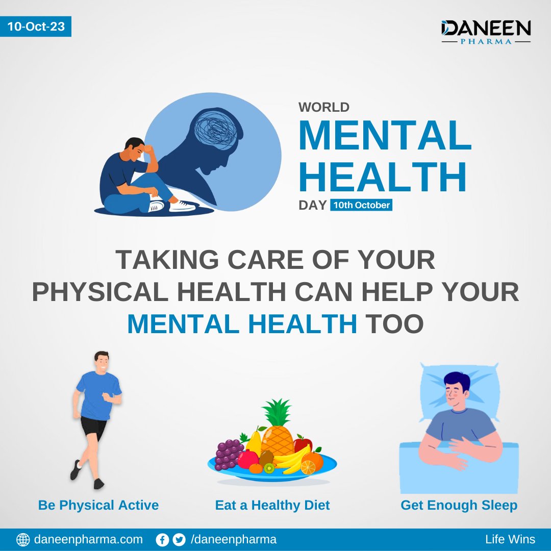 DaneenPharma's tweet photo. Today is World Mental Health Day, celebrated every year of 10th October!

The theme for World Mental Health Day 2023 is “Mental Health is a Universal Human Right”.

Daneen Pharma
Life Wins

#WorldMentalHealthDay #WorldMentalHealthDay2023 #MentalHealth #Daneen #DaneenPharma https://t.co/gOzpEzUeAi