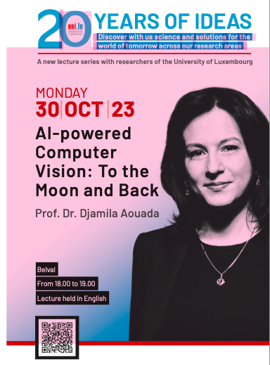 🗓 Mark your calendar for Sept 30! Join Dr. Djamila Aouada for an exciting lecture on AI-powered Computer Vision: To the Moon and Back🌖. Celebrate our University's 20th Anniversary with us! Register here: ow.ly/e3Mh50PUGef 👁️🚀 #20YearsOfIdeas💡