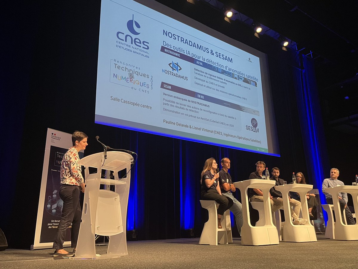 FrancoisSillion's tweet image. L’IA « Nostradamus » aide à détecter des anomalies sur des satellites en vol: Pauline Delande nous en parle aux rencontres techniques et numériques du @CNES. Bientôt on pourra utiliser cette détection pour des reconfigurations à bord !