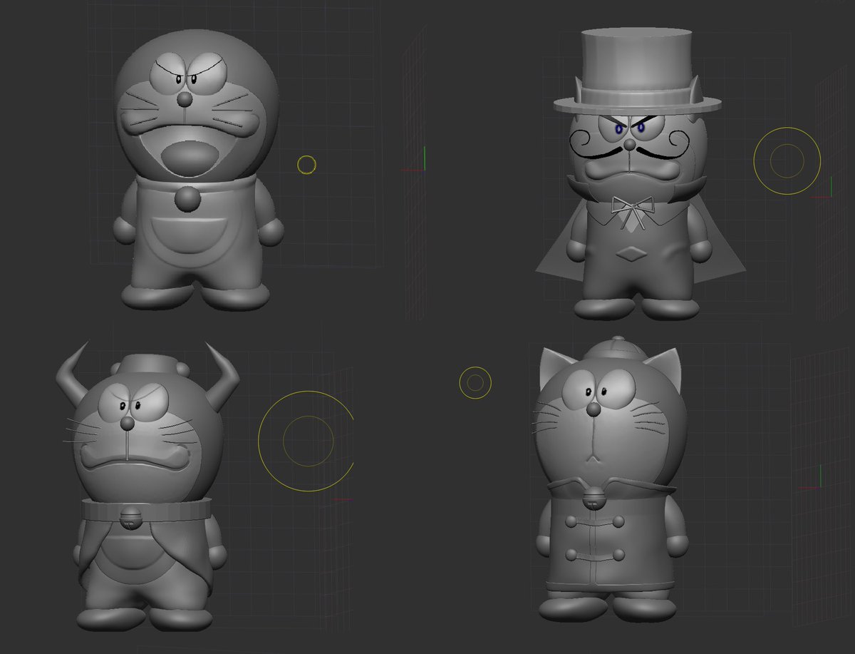 0y_dy's tweet photo. 「「「「「「「「我ら！ドラえもんズ！」」」」」」」」

Zbrush coreで、8人楽造しました。ドラパンもね。
ドラえもんズ好きな皆さん、作ったから見て〜！

#Zbrush https://t.co/PvwTkMUPRJ