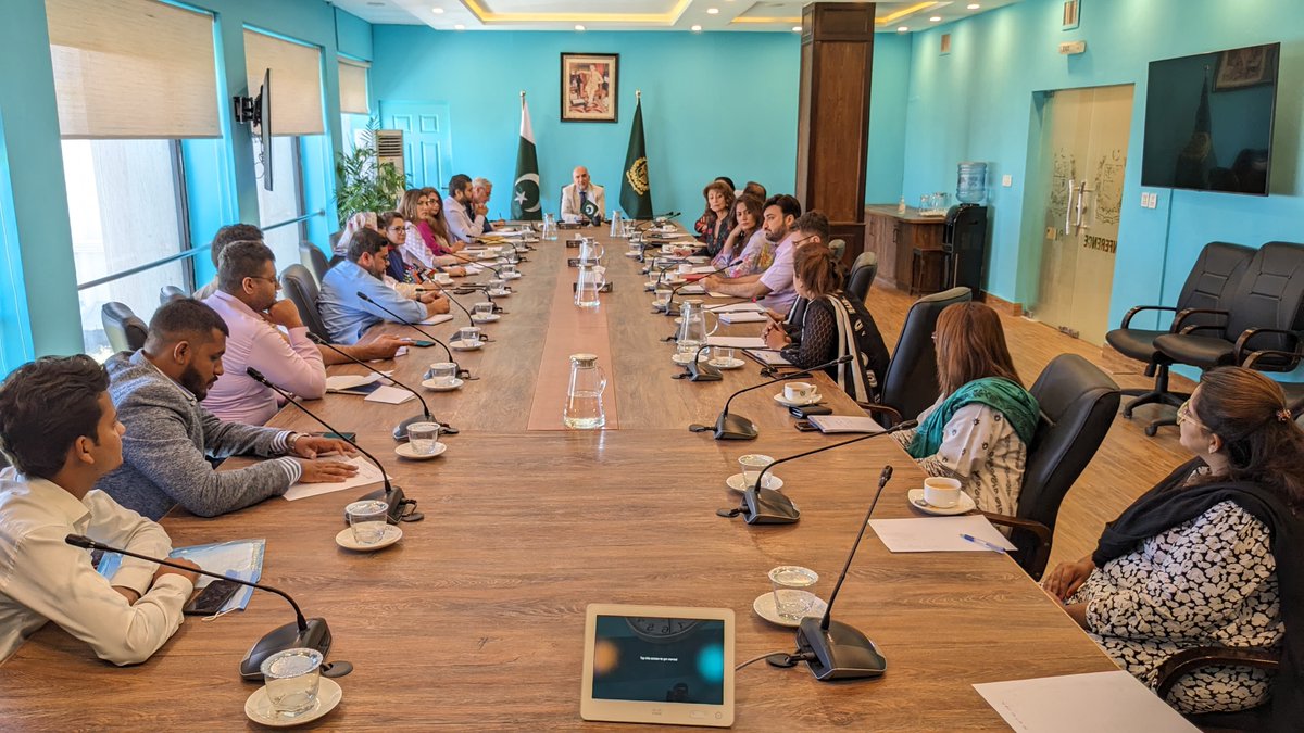 PHFHumanitarian's tweet photo. Meeting for #COP-28 Consultations Hosted by the @ClimateChangePK with #Civil #Society of Pakistan, Featuring Strong Representation from the @PHFHumanitarian. https://t.co/JpRaOnhC05