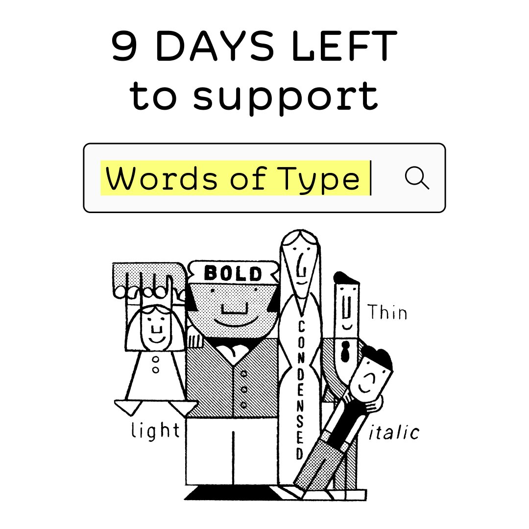 9 DAYS LEFT to support Words of Type!!
We’ve reached 28% of the total goal, thanks to 155 amazing backers! 
Raise your hands for those who did and show your support to the community!❤️
Support if you (still) haven’t!! 🙌
bit.ly/3Q3AD0l