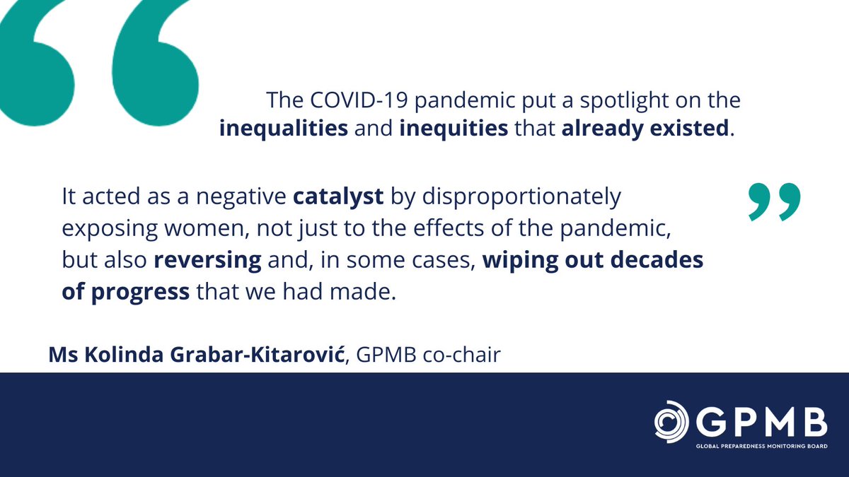 In an interview for @GloGovProj's publication, 'Health: A Political Choice', @TheGPMB's co-Chairs @KolindaGK and @JoyPhumaphi_ noted gender inequality's impact on healthcare, highlighting that only by achieving #equity can we prepare for future crises: shorturl.at/ptzRV