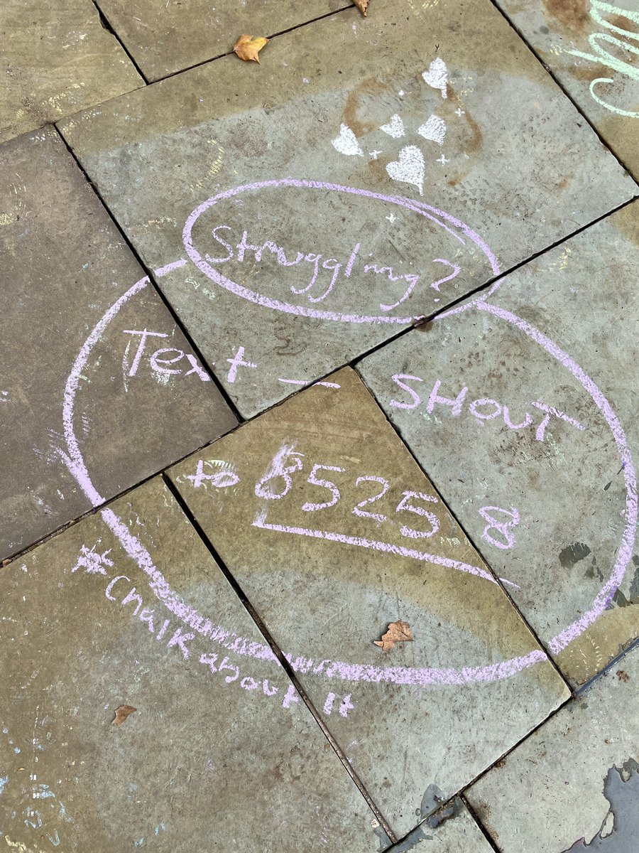 ILoveMCR's tweet photo. 💚 Today is #worldmentalhealthday
If you’ve been through St Ann’s Square this morning you’ll notice messages of love and positivity chalked along the pavement.
This is part of an initiative called “Chalk About It” created by a local artist to encourage people to open up and talk about their mental health 💚