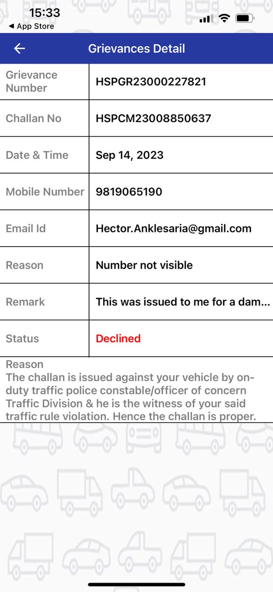 hector_a_9's tweet photo. I requested for a review of challan for damaged no. plate. It was given when we were on a family trip. Is the citizen expected to search for the no plate vendor on his trip. My review request ws denied stating it was given by an officer.@nitin_gadkari @DGPMaharashtra https://t.co/DyQCJjciU7
