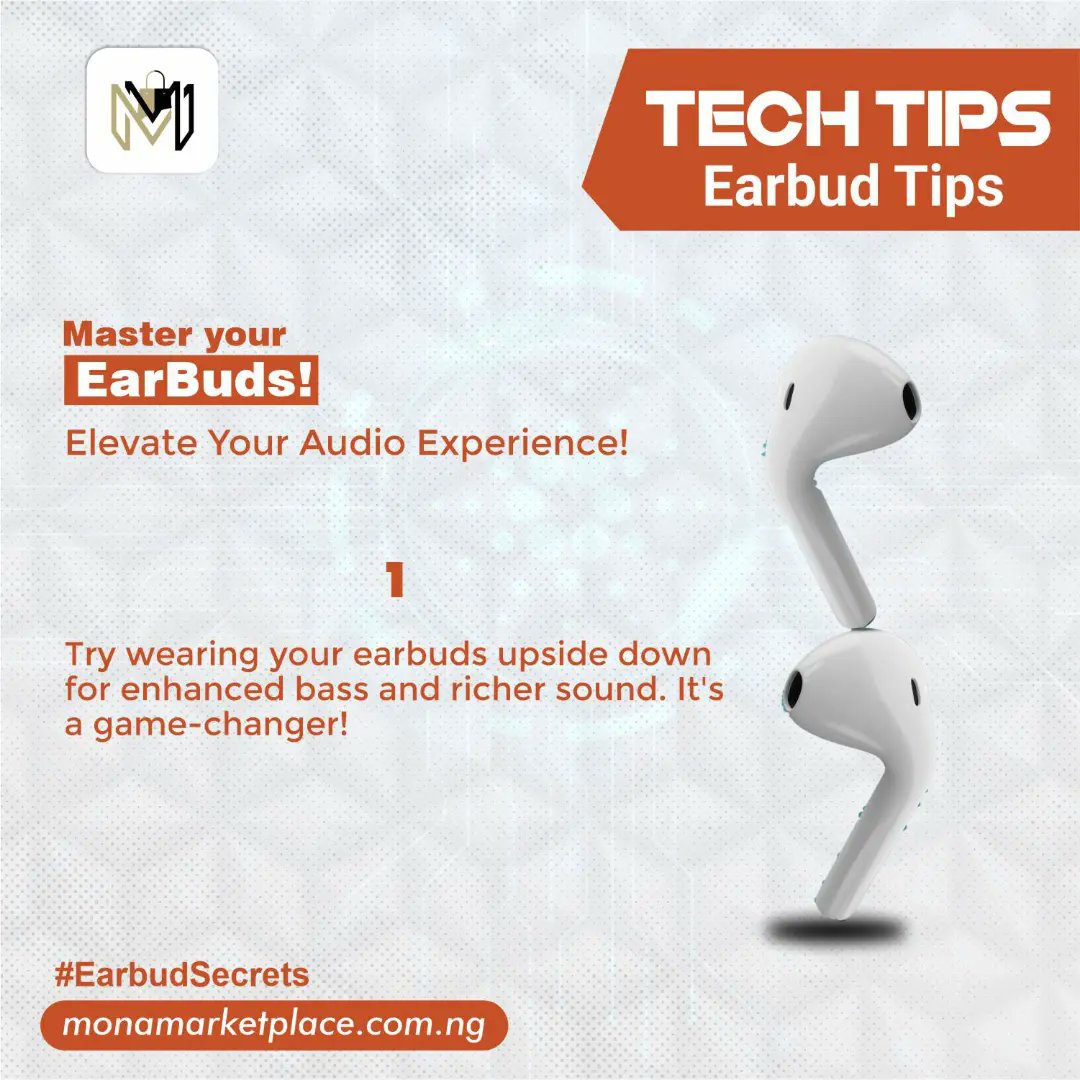MonaMarketplace's tweet photo. Earbud Mastery Unleashed! 

Discover these practical tips to elevate your audio experience and make your earbuds last longer.  

#monamarketplace 
#shopsmartshopmona 
#onlineshoppingstore 
#earbudsecret
#earbudwisdom
#techtips https://t.co/5w5X57UzN3