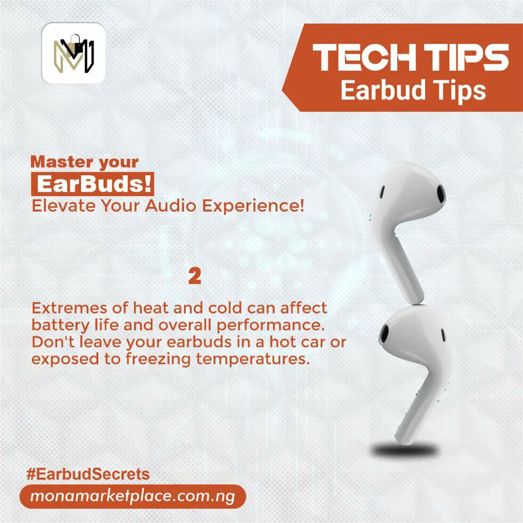 MonaMarketplace's tweet photo. Earbud Mastery Unleashed! 

Discover these practical tips to elevate your audio experience and make your earbuds last longer.  

#monamarketplace 
#shopsmartshopmona 
#onlineshoppingstore 
#earbudsecret
#earbudwisdom
#techtips https://t.co/5w5X57UzN3