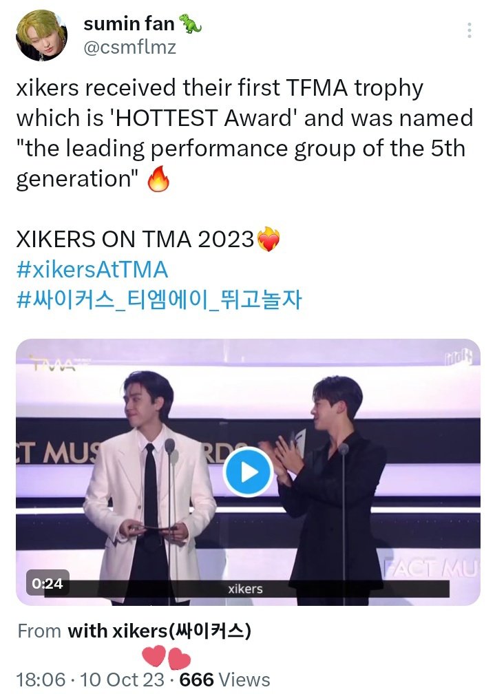 just realized how xikers won their global super rookie award on august 10th and the hottest award on october 10th.. xikers really is 10 or nothing 😭💗