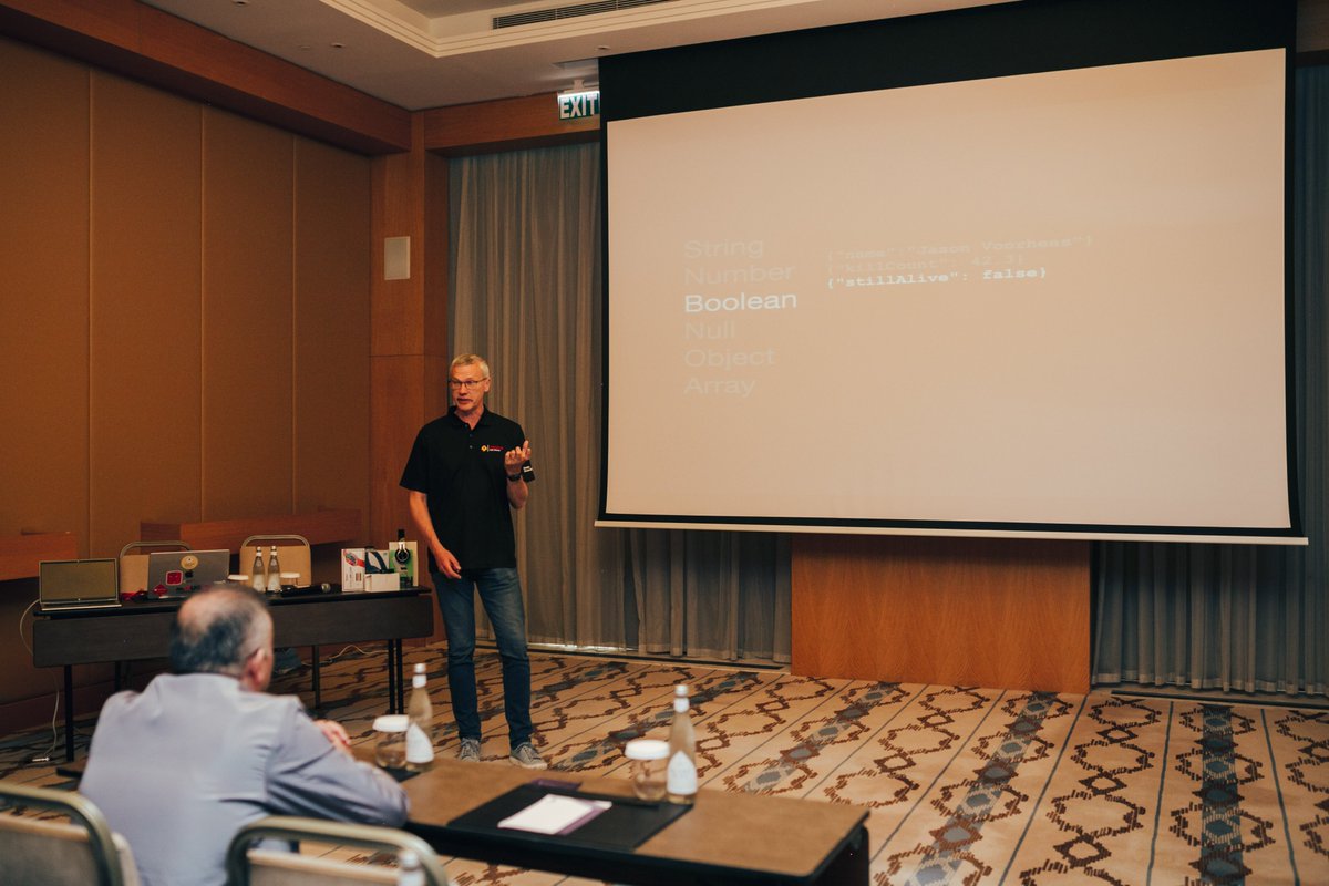 CentralAsiaOUG's tweet image. Alex Nuijten is the last speaker of the #CATechconf. Alex presenting  'JSON takes the Database'. This session features that the Oracle database has to offer in the JSON arena: JSON storage, SQL queries, and PL/SQL processing.
#casoug #octemea2023 #tashkent
@oracleace @oracleugs