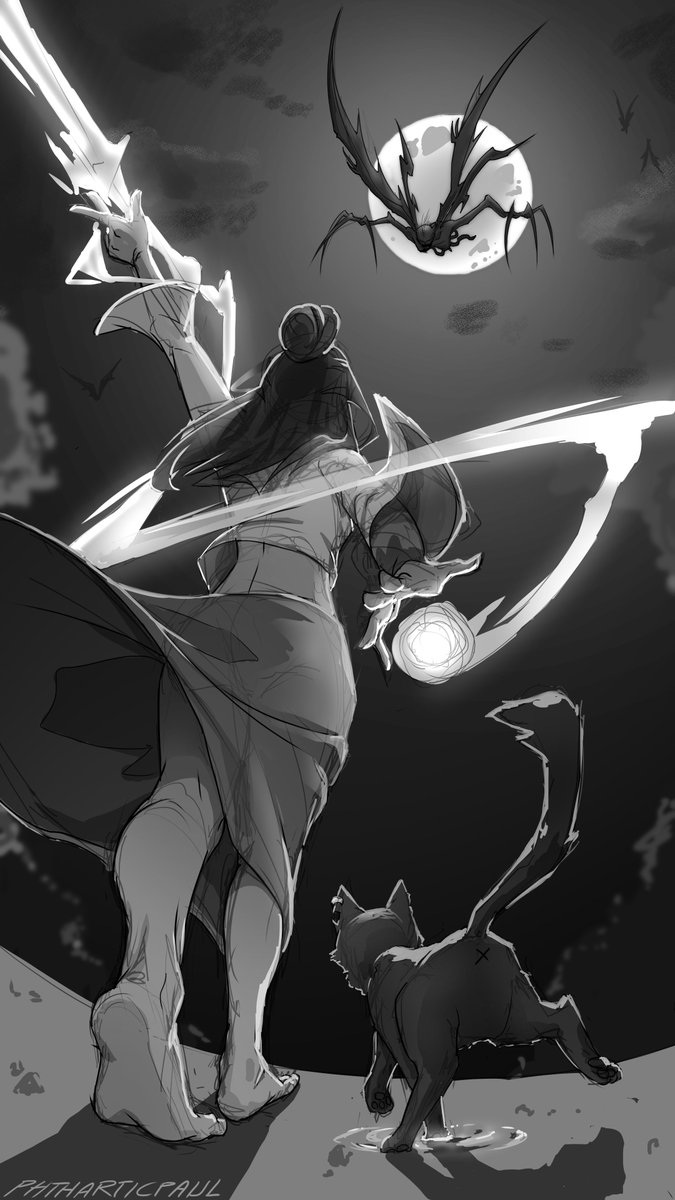 phtharticpaul's tweet image. here's my entry for #tamawoktubre ! 💨

#AlingSita readying her Magic &amp;amp; #Bornok with his portal fighting against a mutated #Manananggal ⚔️

#PasyonKomiks #fanart #digitalart #xppen #phtharticpaul #PhilippineMythology