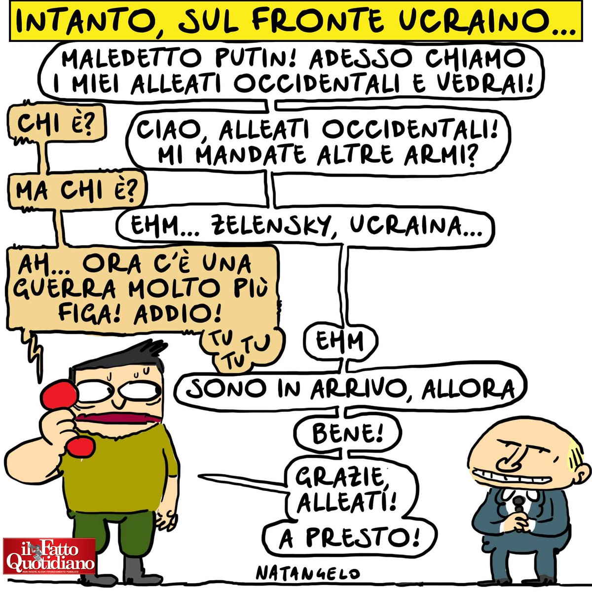 Pronto, alleati occidentali? - la mia vignetta per la prima pagina de Il Fatto Quotidiano oggi in edicola! 

#israele #hamas #palestina #gaza #guerra #ucraina #russia <a href="/fattoquotidiano/">Il Fatto Quotidiano</a> #vignetta #fumetto #memeitaliani #umorismo #satira #humor #natangelo