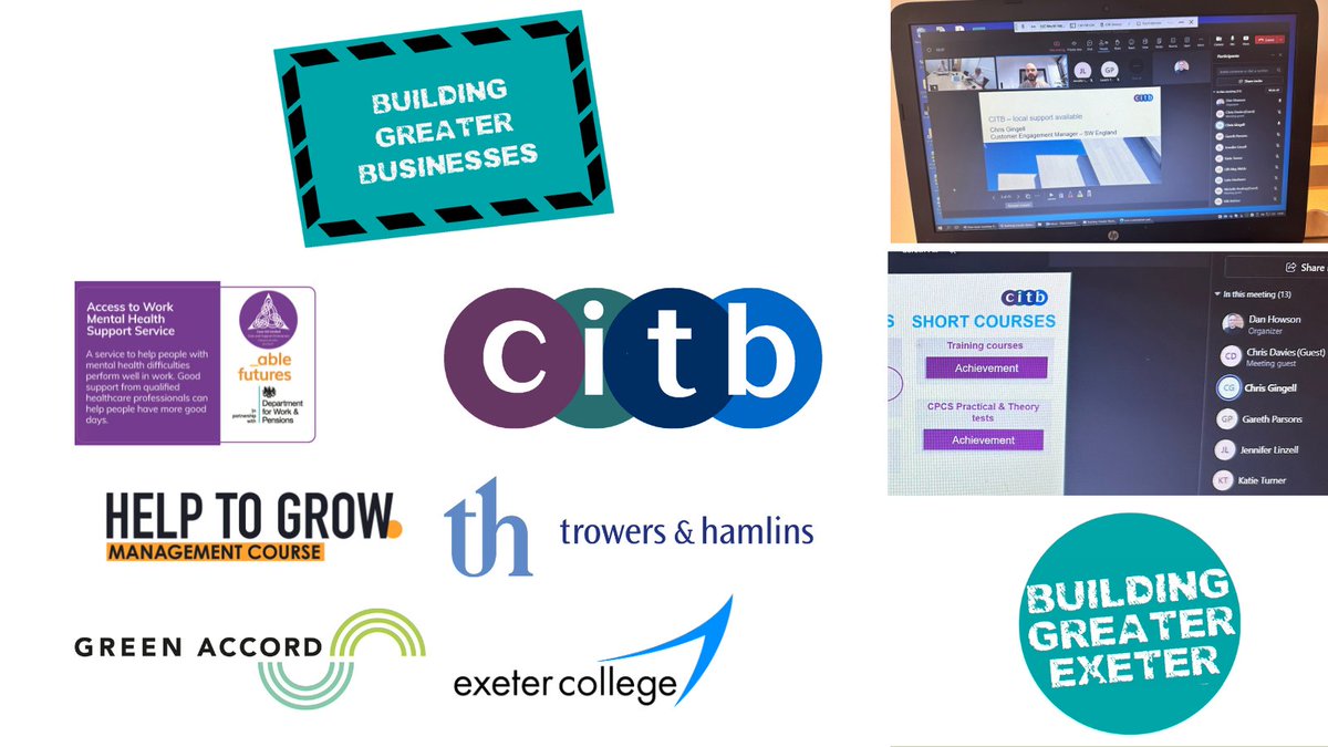 BuildingGreaterExeter (@buildgreaterexe) on Twitter photo Building Greater Businesses - Helping our partner businesses grow. Held via Teams last Friday, thanks to all who attended inc speakers from <a href="/CITB_UK/">CITB</a>; <a href="/ExeterCollege/">Exeter College</a>; <a href="/Trowers/">Trowers & Hamlins</a>; @CASE_UK_LIMITED; <a href="/ExeterCouncil/">Exeter City Council</a>; <a href="/SmallBizCharter/">SmallBusinessCharter</a> (Help to Grow)
#builtenvironment #construction Building Greater Businesses - Helping our partner businesses grow. Held via Teams last Friday, thanks to all who attended inc speakers from <a href="/CITB_UK/">CITB</a>; <a href="/ExeterCollege/">Exeter College</a>; <a href="/Trowers/">Trowers & Hamlins</a>; @CASE_UK_LIMITED; <a href="/ExeterCouncil/">Exeter City Council</a>; <a href="/SmallBizCharter/">SmallBusinessCharter</a> (Help to Grow)
#builtenvironment #construction