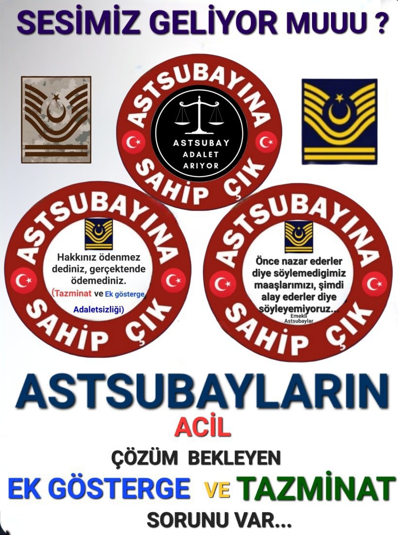 <a href="/RTErdogan/">Recep Tayyip Erdoğan</a>
<a href="/tcbestepe/">T.C. Cumhurbaşkanlığı</a>
<a href="/dbdevletbahceli/">Devlet Bahçeli</a> 
<a href="/abdulhamitgul/">Abdulhamit Gül</a> 
<a href="/erkanakcay45/">Erkan Akçay</a>
<a href="/AKPartiTBMMGrup/">TBMM AK Parti Grup Başkanlığı</a>
<a href="/MhpTbmmGrubu/">MHP TBMM Grubu #MHP</a>
<a href="/ozgurtor91/">Özgür Tör</a>
<a href="/profbagci/">Prof. Dr. Hüseyin Bağcı</a>
<a href="/CHPMuratBakan/">Murat BAKAN</a> 
<a href="/temadankara/">TEMAD Genel Başkanlığı</a>
@FOXhaber
<a href="/tgrthabertv/">TGRT HABER</a>
<a href="/tv100/">TV100</a>
<a href="/HaberturkTV/">Habertürk TV</a>

#AstsubaylarHakkınıİstiyor

Kimseden imtiyaz yada kıyak istemiyor #Adalet istiyoruz