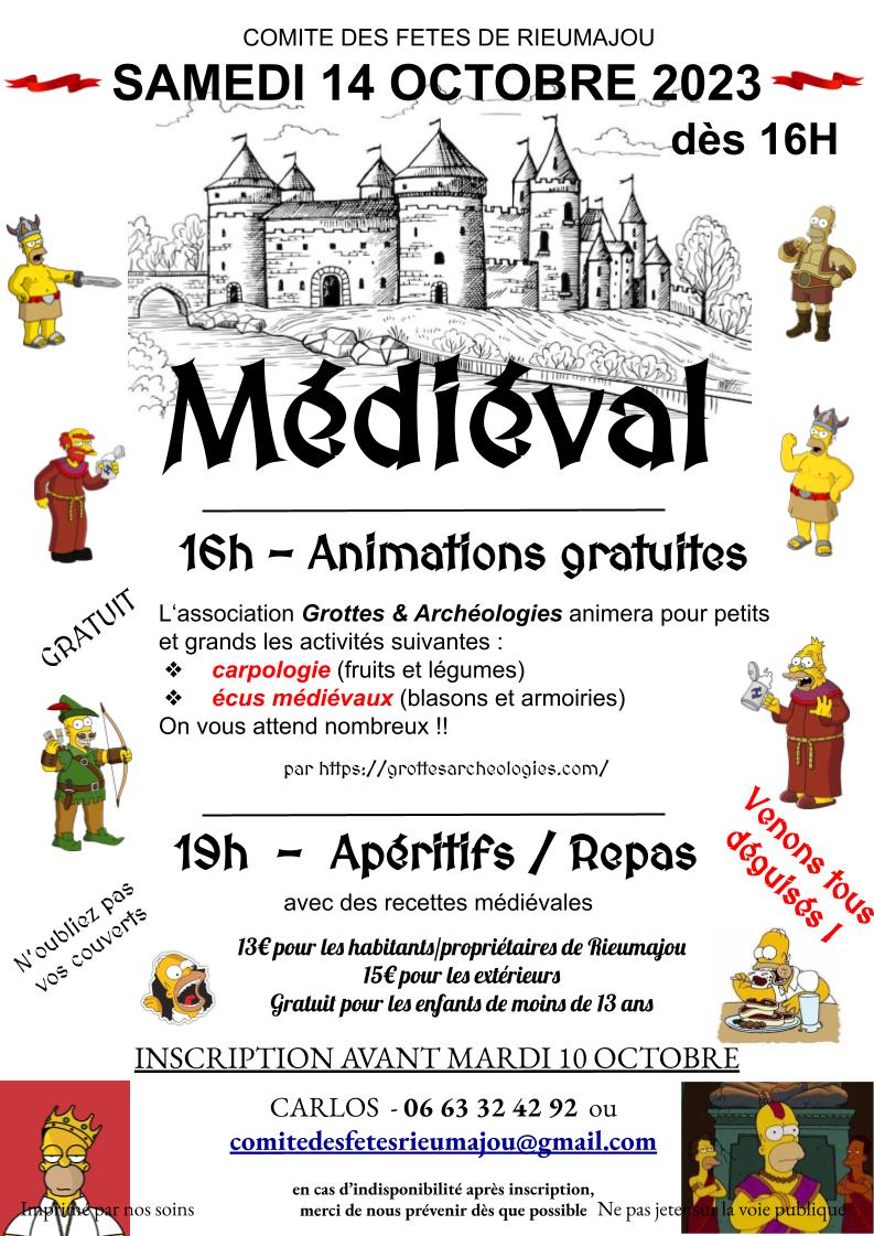 GrottesArcheo's tweet photo. [Repas médiéval et ateliers #archéologiques]
📆Samedi 14 octobre, RDV à Rieumajou pour le repas médiéval du comité des Fêtes. 
☎️ Réservations : 06.63.32.42.92  
⏱ De 16h à 18h : ateliers carpologie et écus médiévaux pour toute la famille
#archéologie #médiéval #hypocras #epices https://t.co/x5gWyfq9Ig