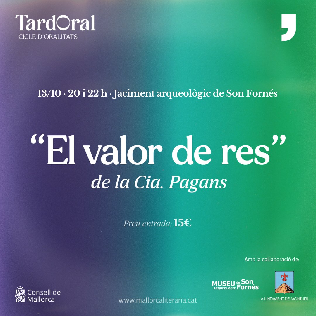 mcaliteraria's tweet photo. ✨"El valor de res" no és un muntatge habitual, sinó una experiència on s'hi mesclen arts escèniques, literatura, tecnologia i natura. Un aquelarre tranquil dedicat a la memòria d’aquelles dones que van acabar sent titllades de bruixes.

🎟️ https://t.co/KAZ4hDsEL7

#TardOral 💜🍂 https://t.co/Z0hsIzv7uP