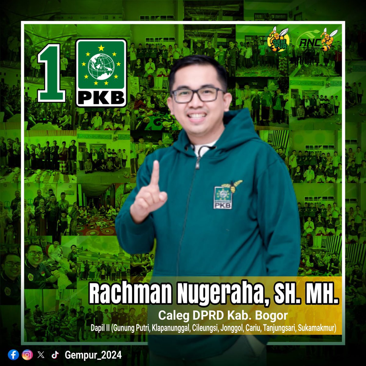 gempur_2024's tweet photo. Tindakan adalah kunci dari semua kesuksesan. Mari Bergerak Bersama, Sukses Bersama, Masa Depan Adalah Milik Kita. Bismillah 💚The_Next2024🇮🇩✊🔥🐝🍃 #PkbAdalahKita #Dapil2DprdKabBogor #Klapanunggal #GunungPutri #Cileungsi #Jonggol #Cariu #Sukamakmur #Tanjungsari https://t.co/8CLJj6nzOd