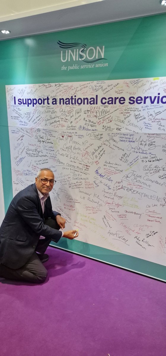 Great to sign @unisontheunion campaign board supporting a national care service, a fantastic campaign needed more than ever. #Lab23 💜