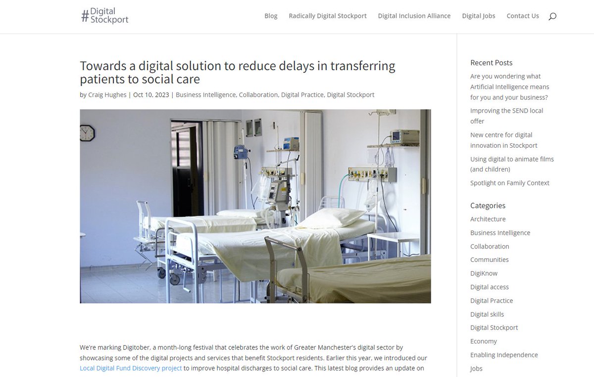 SMBC_Digital's tweet image. In the #DigitalStockport blog today, Craig Hughes gives an update on our @LDgovUK @luhc funded digital project to improve hospital discharges to social care. Read more:
orlo.uk/cUekx #Digitober #LocalDigitalDeclaration #localgov