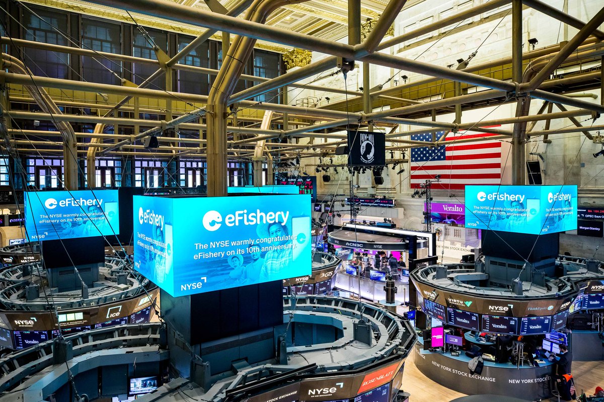 gibranhuzaifah's tweet photo. Thanks for the warm felicitation for @efishery_ai 10th year 'annifishery', @NYSE! https://t.co/s50cKOQSCF