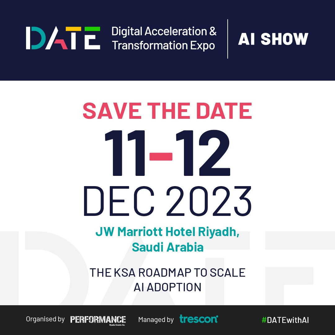 WorldAIShow's tweet photo. Introducing DATE AI Show - KSA!
We're thrilled to announce a major transformation as we take a significant step forward. World AI Show - KSA has evolved into DATE AI Show - KSA.
Drop your inquiries NOW!
https://t.co/KEd6QvB25A
#DATEAIShow #Trescon #DatewithAI #DigitalExpoKSA https://t.co/6dQrJFwJWm