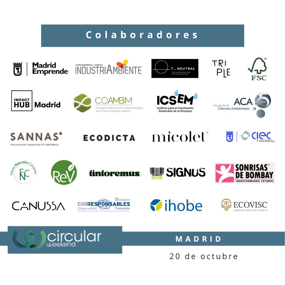 circularweekend's tweet image. 🔵 #CircularWeekend reúne a distintas entidades y profesionales que apuestan por modelos de negocio sostenibles y circulares. Gracias a ellos, tendremos mesas redondas, ponencias, casos de éxito reales y mucho networking. Inscríbete antes del 20/10 aquí 👉🏽 circularweekend.org