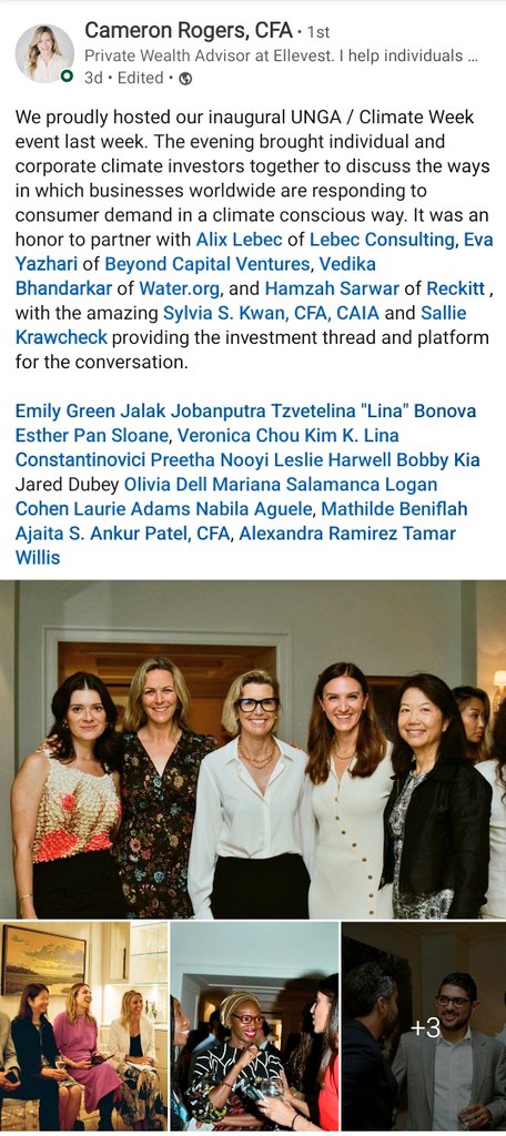 #UNGARecap: Climate | Capital | Inclusion 🌱 Thank you @SallieKrawcheck for hosting us, and thank you @Ellevest @LebecConsulting and @BeyondCapital for an inspiring panel on how we can better mobilize capital for impact, and the importance of nurturing/investing in conscious…