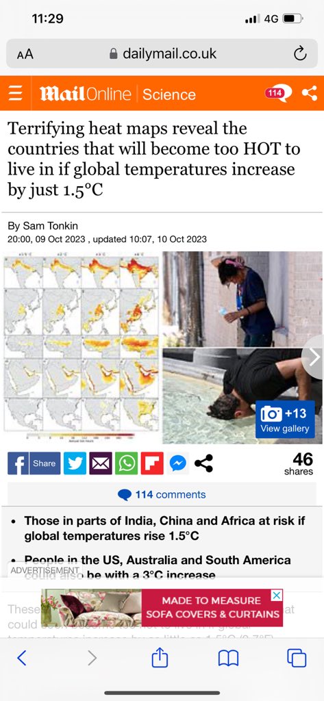We’re heading for 2 - 3C within our kids lifetimes and most scientists say it’s near impossible now to hold the temps under 1.5C. There will be world war. Utter madness. dailymail.co.uk/sciencetech/ar…
