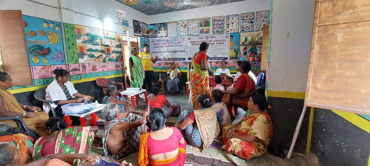 Saiofficially's tweet photo. Health entitlement drive &amp; village based initiative upon 12 EPS under Swasthya Sampark Program is being organised at Jayapur .
#free medicines were distributed
#NCD checkup done 
#Nidan services. 
#Focused discussion upon EPS . @Thnk to B.Nuagam team for their support. https://t.co/nZpFw0CHip