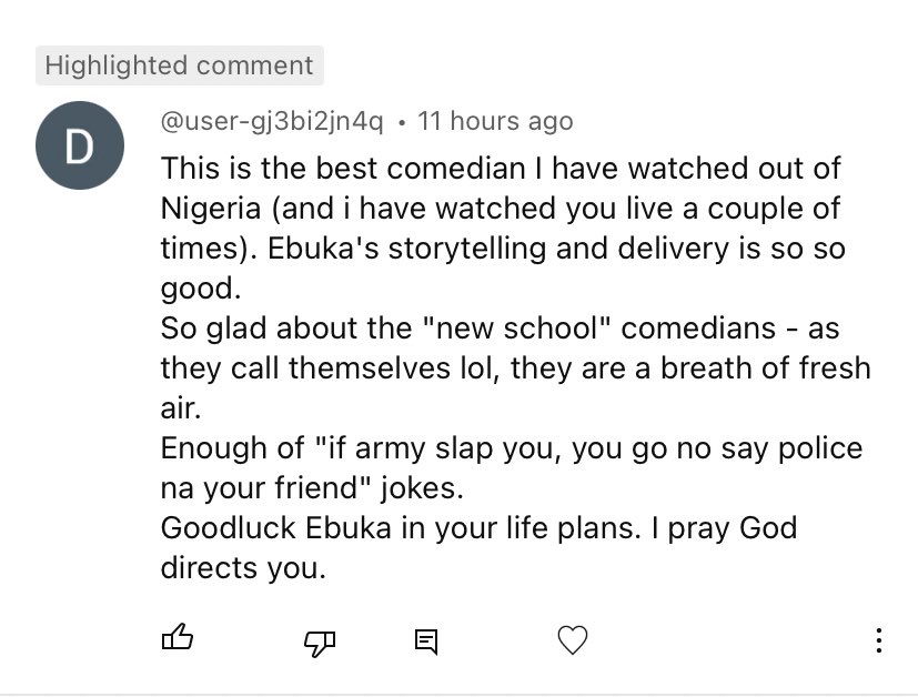 ebuka_mic's tweet photo. Comedy by the New School!
This comment warmed my heart! ❤️
First and Last is still live! https://t.co/5spfBRufwE