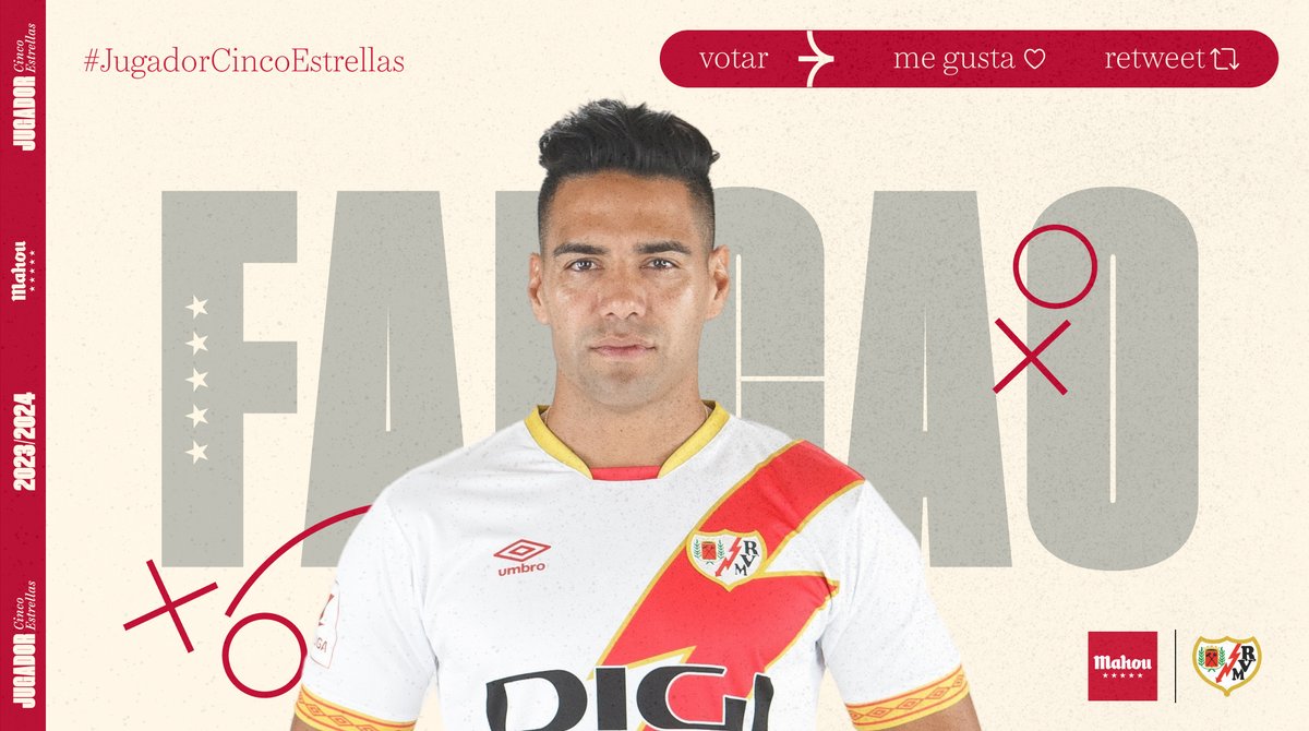 RT o MG si crees que <a href="/FALCAO/">Radamel Falcao</a> ha sido el #JugadorCincoEstrellas del <a href="/RayoVallecano/">Rayo Vallecano</a> en septiembre (4/6)