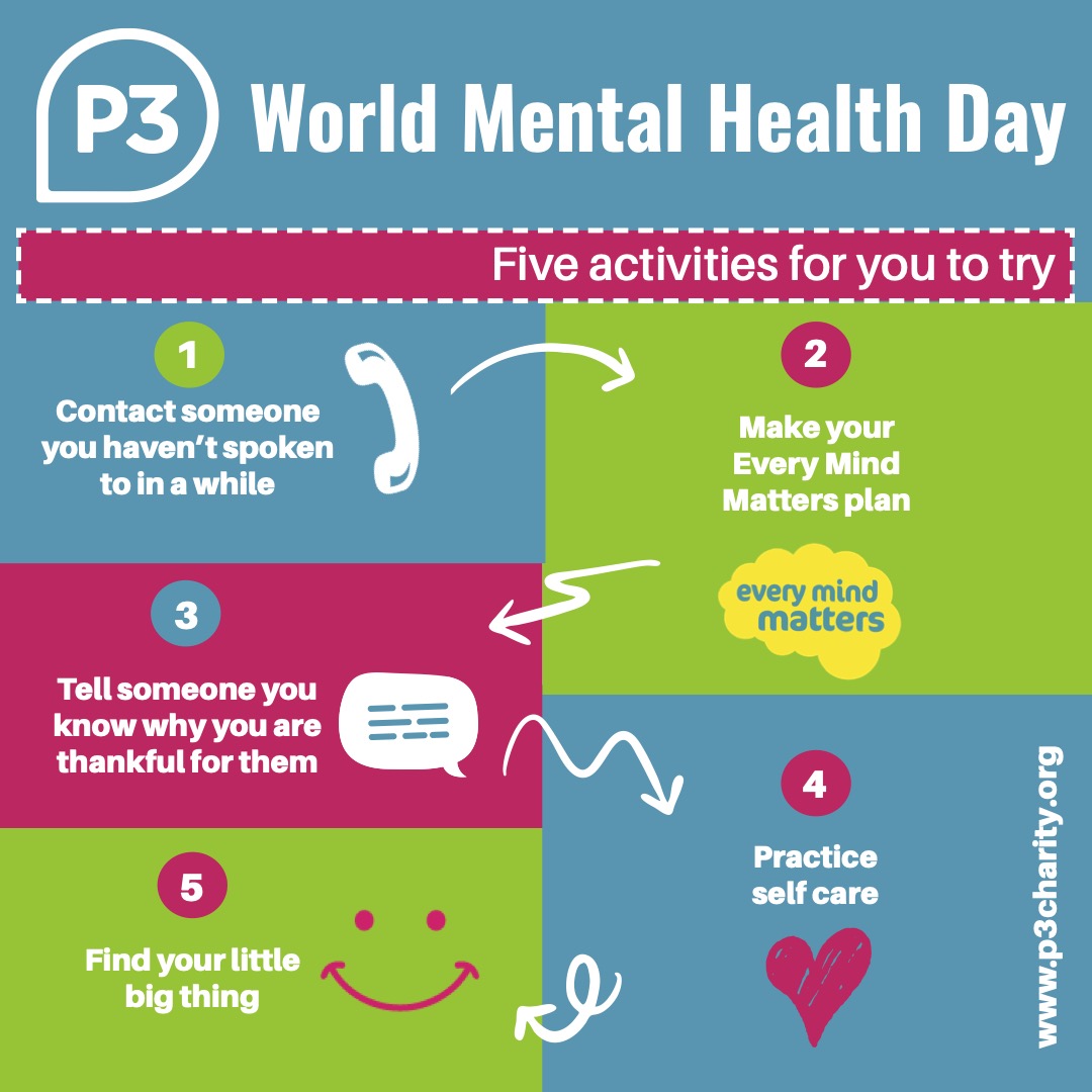 It's #WorldMentalHealthDay and #WorldHomelessDay today, a chance for all of us to be more open - to talk, to listen and change lives. We've created a list of five activities for you to try.☀️
