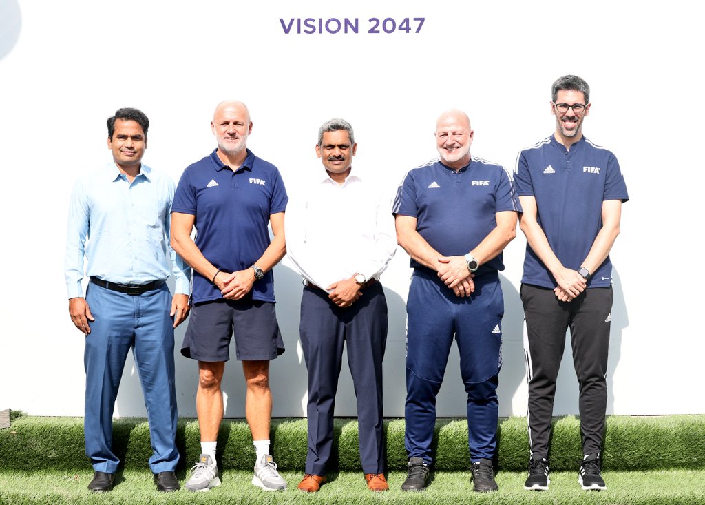 A 3-member FIFA delegation of Talent Development Scheme, comprising Ged Roddy, High Performance Specialist, Richard Allen, Talent ID Specialist &amp; Sergi Amezcua,Talent Coach, was at Football House today.

#IndianFootball ⚽