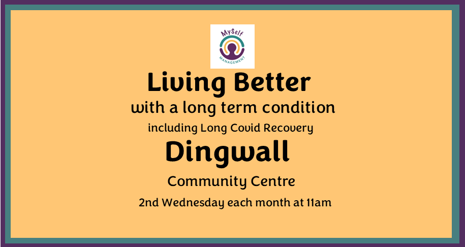 MySelfManage's tweet photo. Dingwall and Muir of Ord peer support groups are meeting tomorrow, with Joanne.

Dingwall group at the Community Centre 11am to 1pm and Muir of Ord at the Hub from 2.15 to 4.15.

Open to anyone with any long term condition or Long Covid. https://t.co/QpDAQuFOeR
